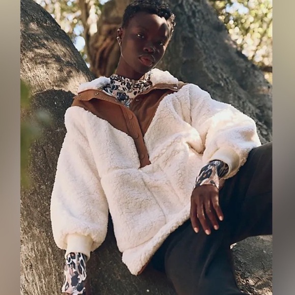 Free People Movement Fall To Rise Fleece Quarter Snap Pullover Fleece Brown NWOT - Picture 16 of 16